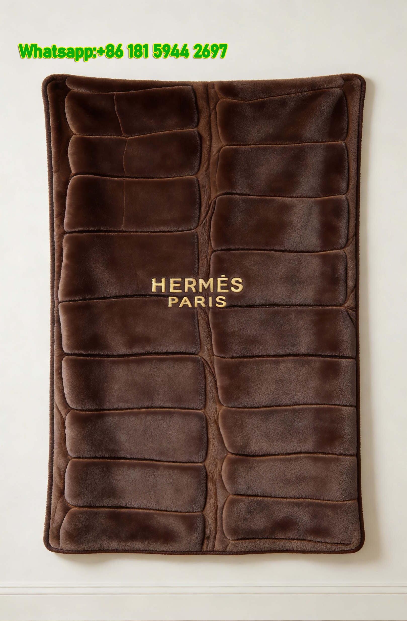 Hermes Brown Crocodile Texture Flannel Throw Blanket IMG_5288